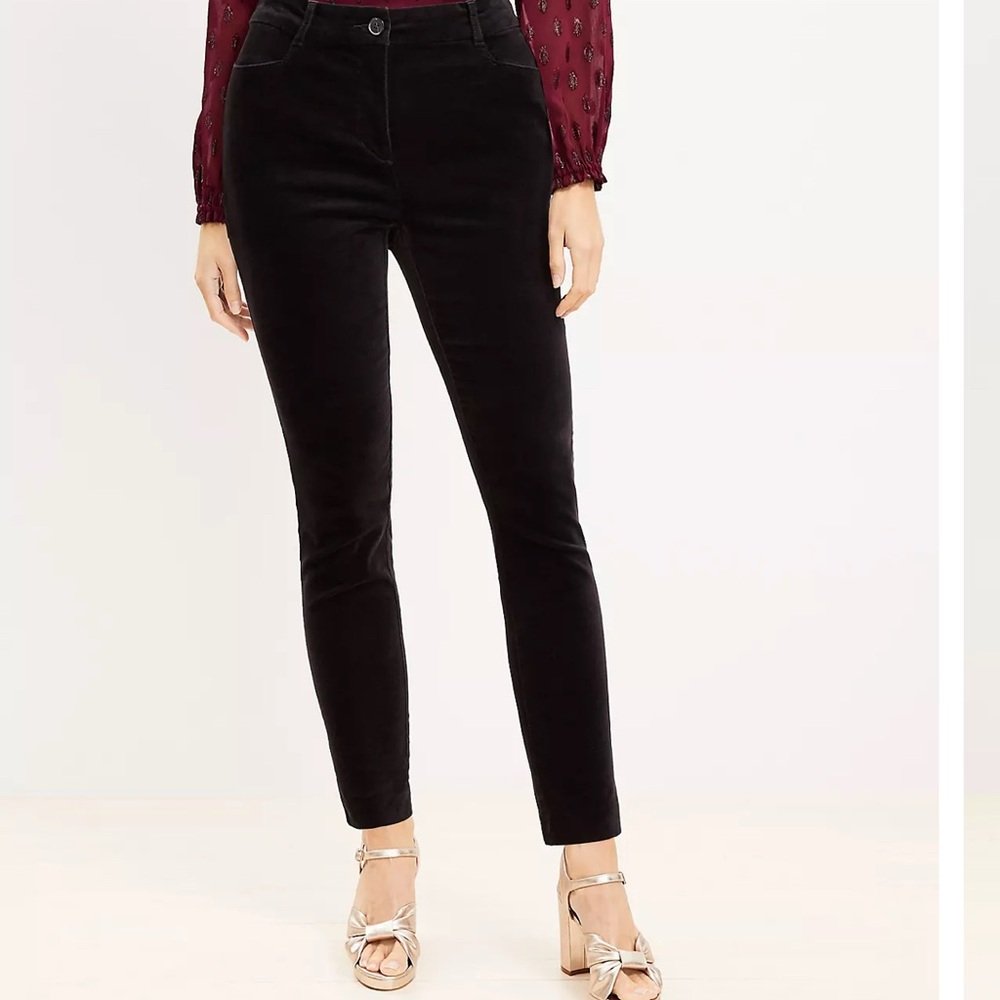 LOFT Black Skinny Velvet Pants